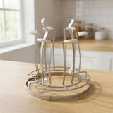 Countertop Stainless Steel Mug Tree Stand with Glass Base at Zubaidas Homestore