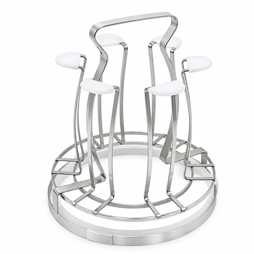Countertop Stainless Steel Mug Tree Stand with Glass Base at Zubaidas Homestore Pakistan