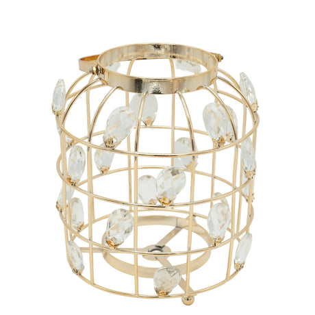 Crystal Cage Lantern Candle Stand Golden at Zubaidas Homestore Pakistan