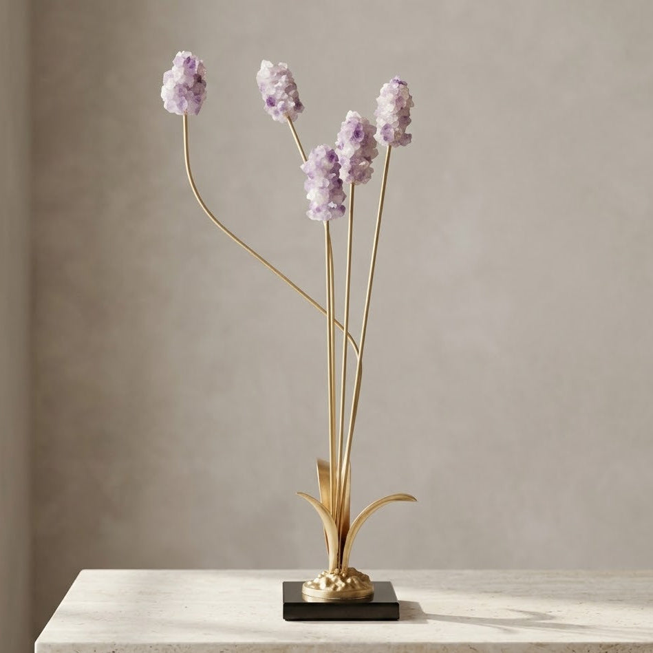 Crystal Flower Brass Table Decor at Zubaidas Homestore
