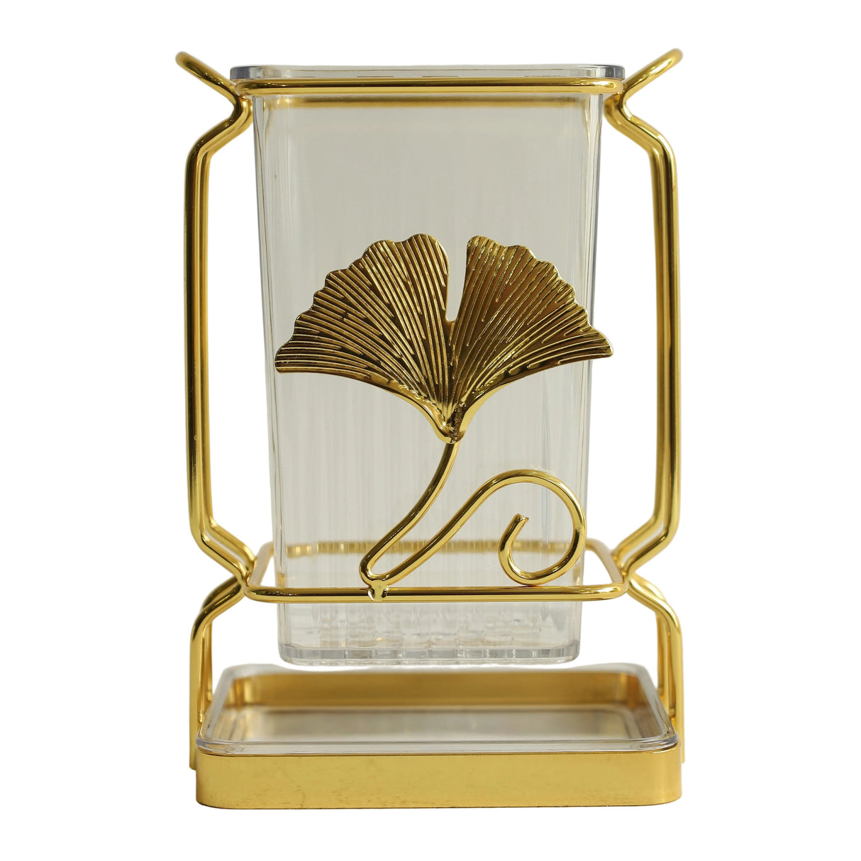 Cutlery Holder Ginkgo Leaf Design Gold and Clear at Zubaidas Homestore