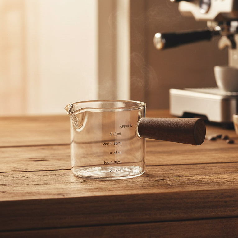 Danny Home Glass Measuring Cup With Wooden Handle 65ml at Zubaidas Homestore