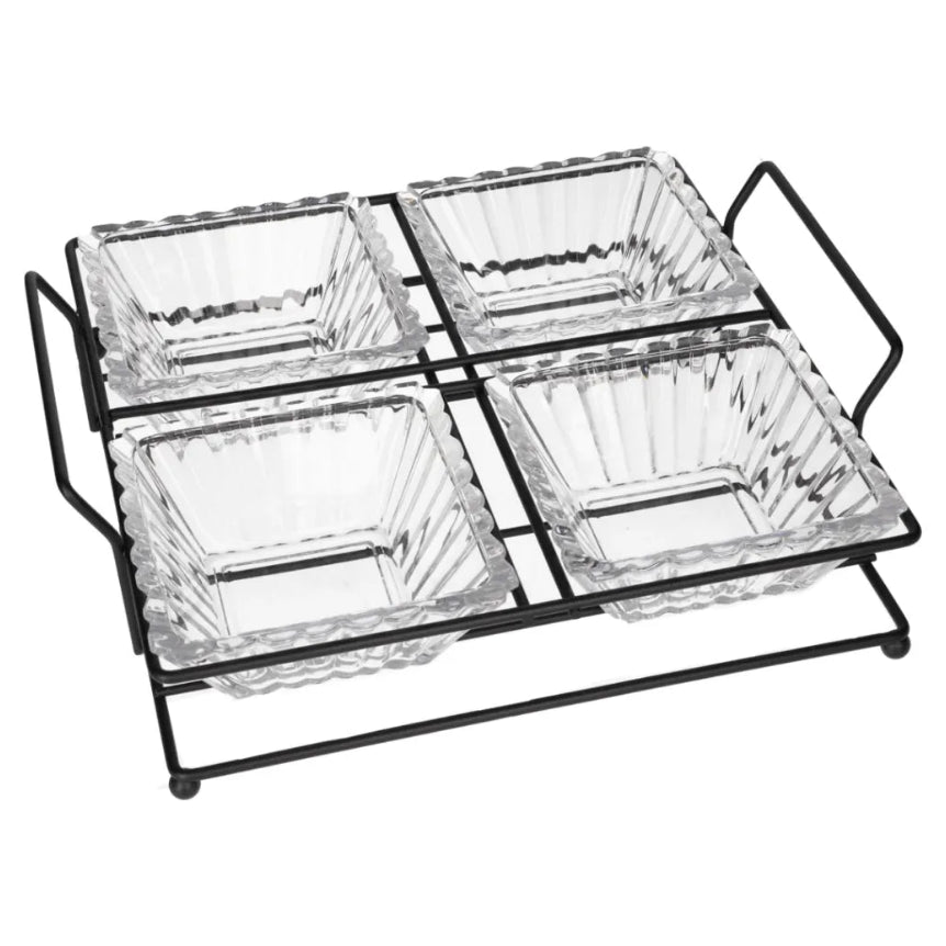 Danny Home Serving Glass Bowl with Stand 5 Pieces Set 250ml at Zubaidas Homestore Pakistan