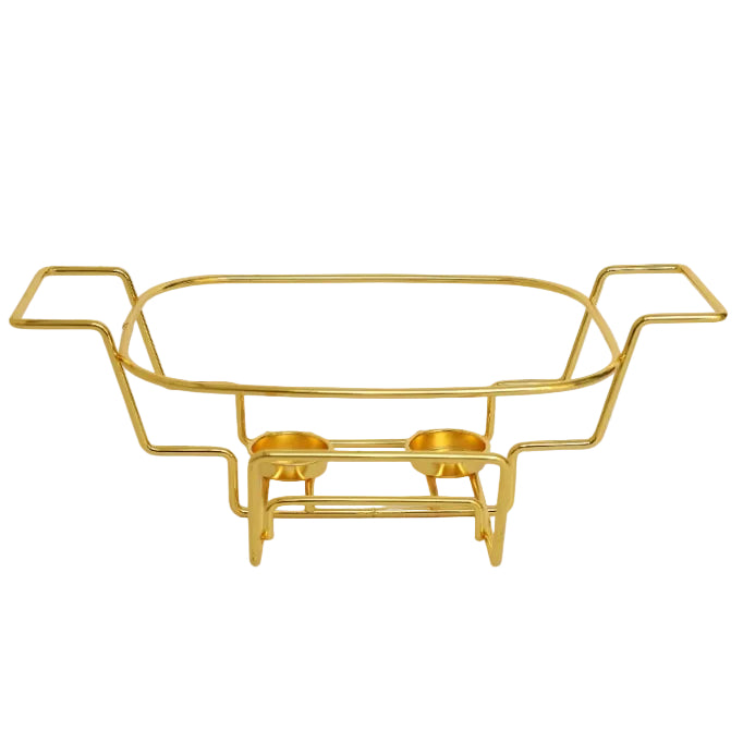 Rectangular Ceramic Casserole With Gold Warmer Stand 30cm at Zubaidas Homestore