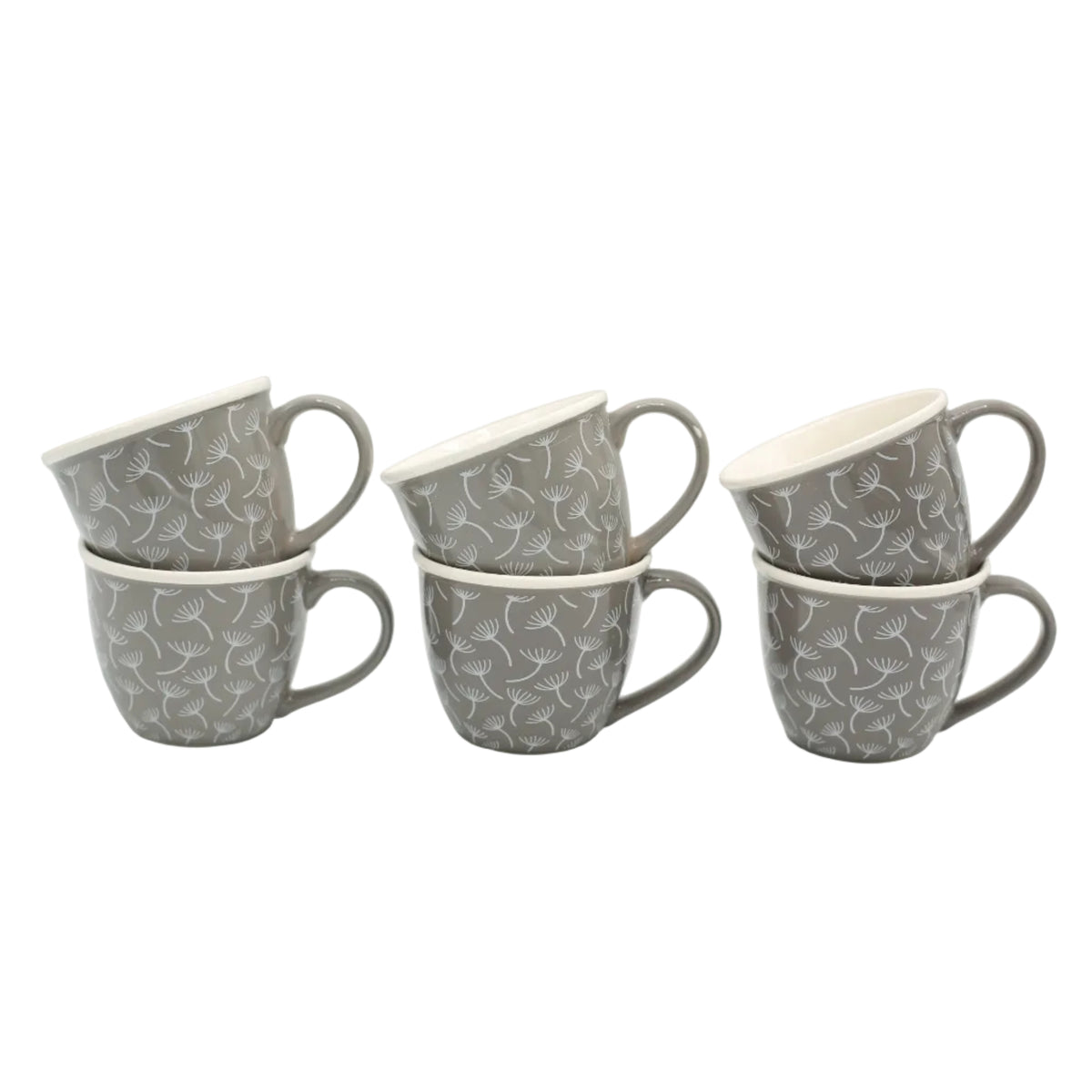 Dandelion Grey Cup and Saucer 6 Pieces Set 290ml at Zubaidas Homestore No 1 Home Shop in Pakistan