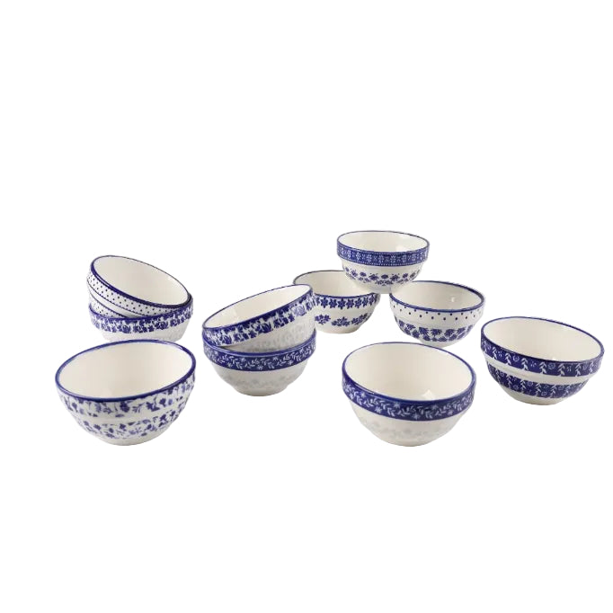 Danny Home 10Pcs Ceramic Bohemian Bowl Set 12cm at Zubaidas Homestore Online Pakistan