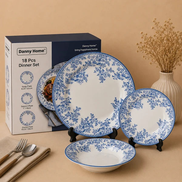 Danny Home 18 Piece Dinner Set Blue Blossom at Zubaidas Homestore. Best Online Home Store in Pakistan