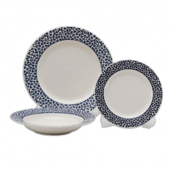Danny Home 18 Piece Porcelain Plate Dinner Set White Blue at Zubaidas Homestore