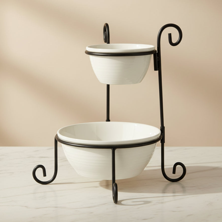 Danny Home 2 Tier Serving Bowl Set With Stand at Zubaidas Homestore