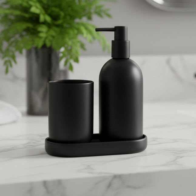 Danny Home 3 Pieces Bathroom Accessory Set Black at Zubaidas Homestore 