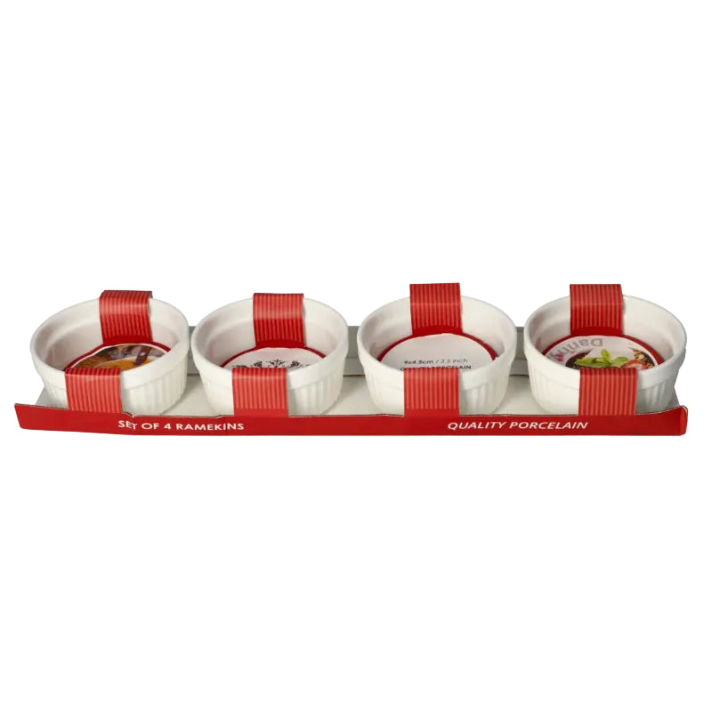 Danny Home 4 Pieces White Cake Dish Ramekin 8.8cm at Zubaidas Homestore