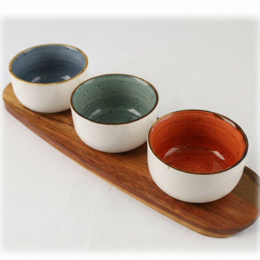 Danny Home Acacia Wood Board With Sauce Bowls at Zubaidas Homestore Pakistan