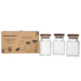 Danny Home Acacia Wood Lid Glass Jar 3 Pieces Set 75ml at Zubaidas Homestore 