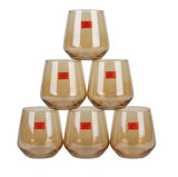 Danny Home Amber Tinted rocks tumbler glass Set 6pcs at Zubaidas Homestore Pakistan