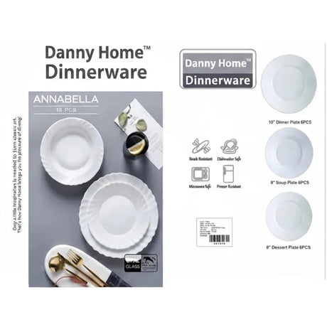 Danny Home Annabella Dinner Set 18 Pieces White at Zubaidas Homestore