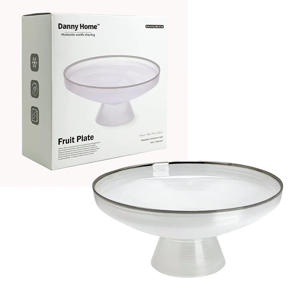Danny Home Arctic Mist Glass Fruit Plate 33 cm at Zubaidas Homestore Pakistan