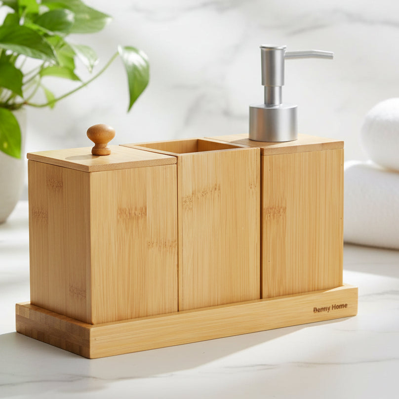 Danny Home Bamboo Bathroom Accessory 4 Pieces Set at Zubaidas Homestore