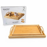 Danny Home Bamboo Serving Tray 2 Pieces Set with Handles at Zubaidas Homestore 