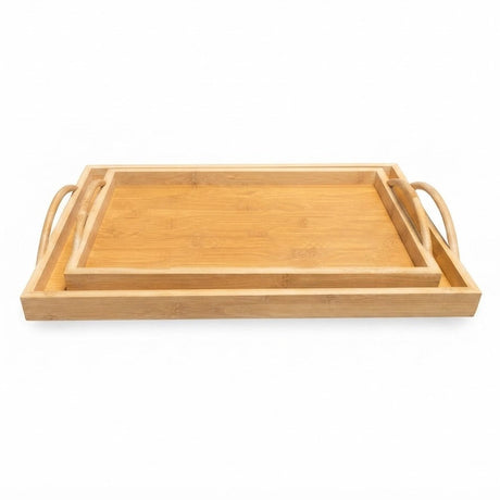 Danny Home Bamboo Serving Tray 2 Pieces Set with Handles at Zubaidas Homestore Pakistan