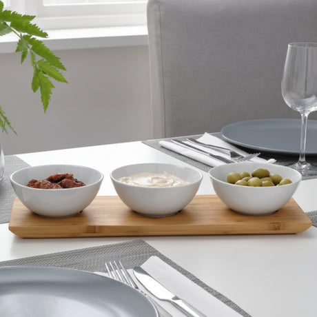 Danny Home Bamboo Tray and Ceramic Bowls 4 Pieces Set at Zubaidas Homestore
