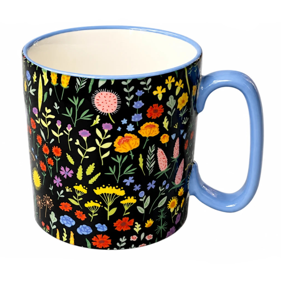 Danny Home Black Floral Ceramic Mug 450ml Zubaidas Homestore Pakistan