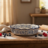 Danny Home Blue Floral Ceramic Pie and Quiche Baking Dish 25 cm at Zubaidas Homestore Pakistan