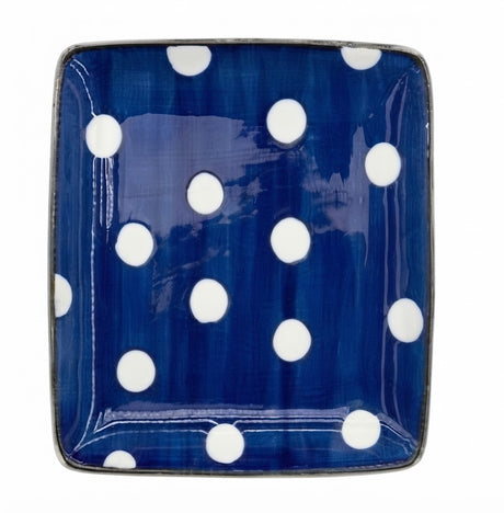Danny Home Blue Polka Dot Ceramic Square Plate at Zubaidas Homestore Pakistan