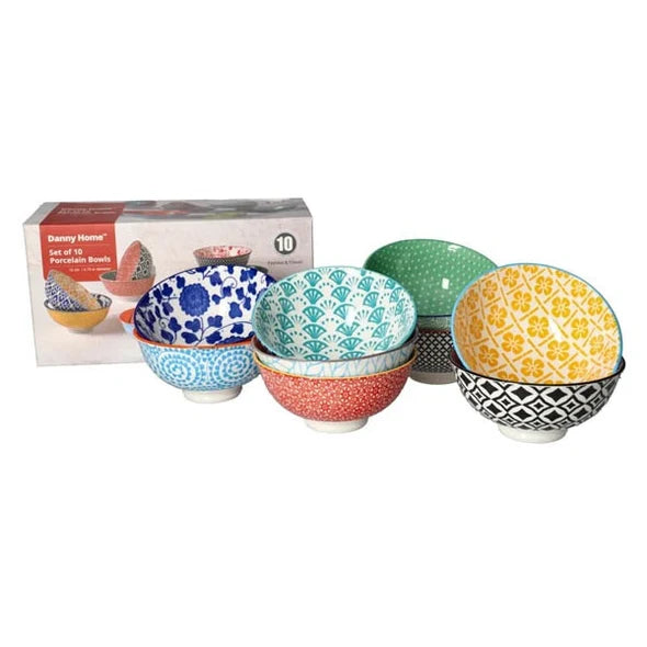 Danny Home Bohemian Design Ceramic Bowl 10 Pieces Set at Zubaidas Homestore - House of The Biggest Collection of Serving Bowls Bin in Pakistan