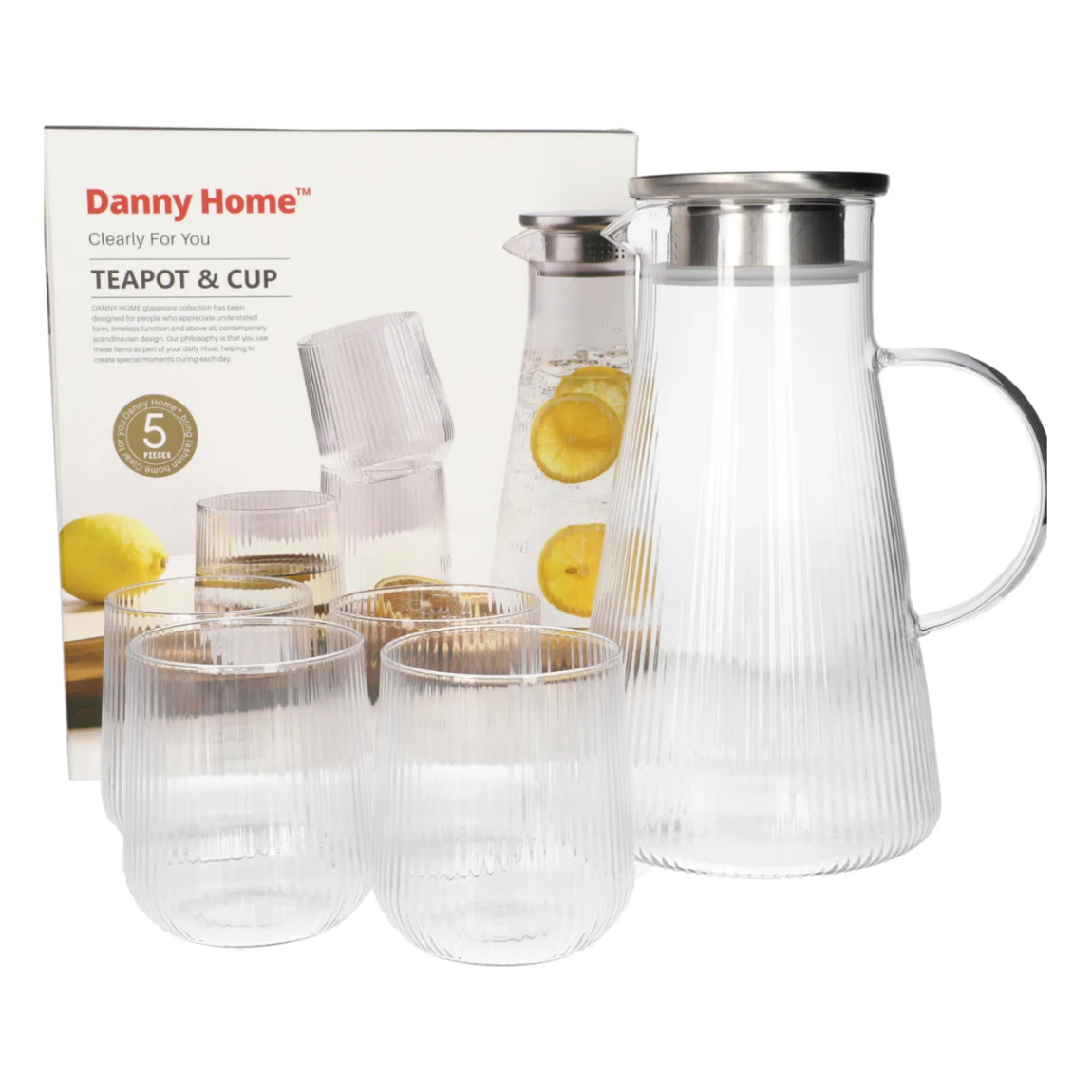 Danny Home Borosilicate Juice Jar and Glass Set 5 Pieces at Zubaidas Homestore 
