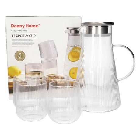 Danny Home Borosilicate Juice Jar and Glass Set 5 Pieces at Zubaidas Homestore 