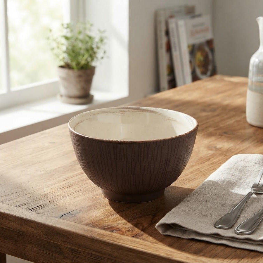 Danny Home Brown Patterned Ceramic Bowl 11.4cm at Zubaidas Homestore 
