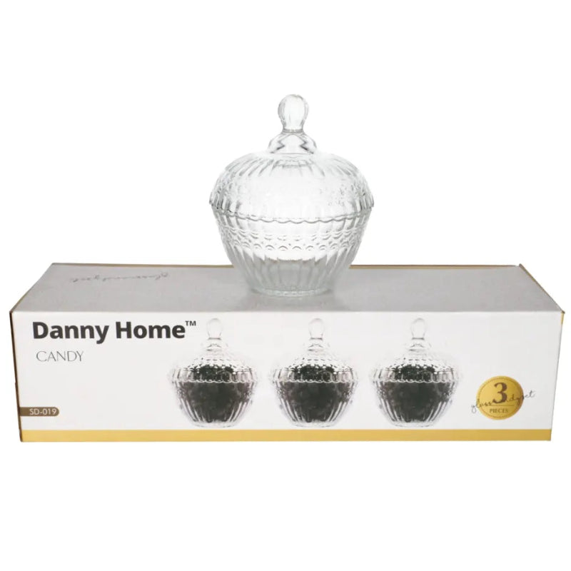 Danny Home Candy Dome Jar With Lid 3 Pieces Set at Zubaidas Homestore
