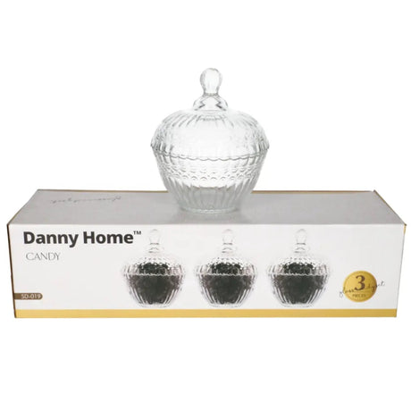 Danny Home Candy Dome Jar With Lid 3 Pieces Set at Zubaidas Homestore