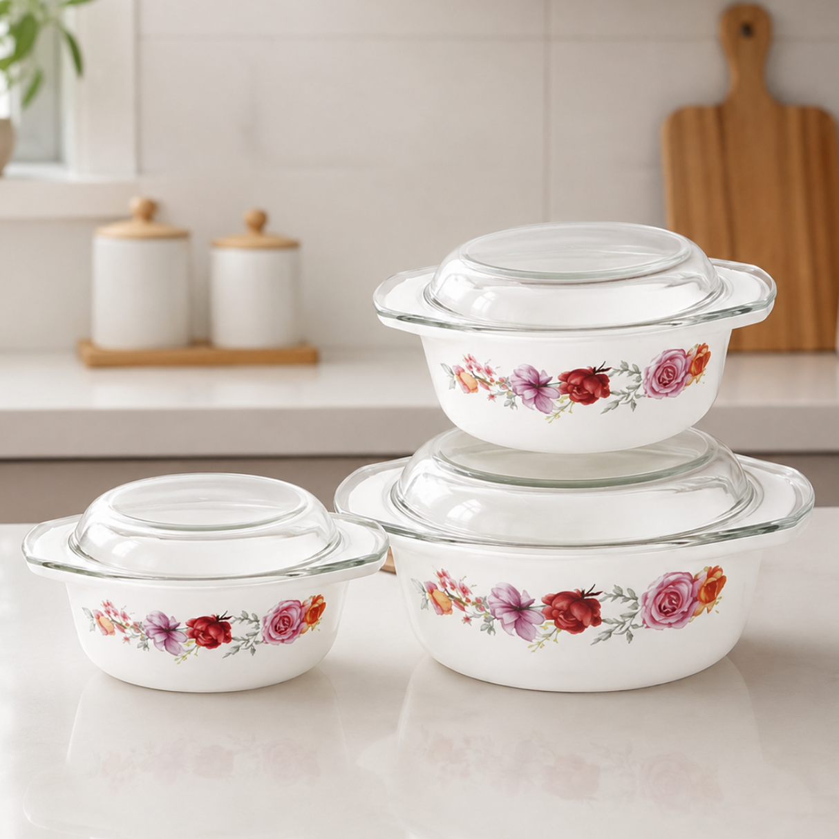 Danny Home Casserole 3 Pieces Set Floral Print at Zubaidas Homestore