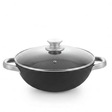Danny Home Cast Iron Non Stick Wok With Glass Lid 20x8cm at Zubaidas Homestore - Hosting Pakistan's Largest Collection of Woks in Pakistan