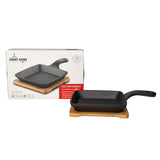 Danny Home Cast Iron Sizzling Fry Pan with Bamboo Base 15cm at Zubaidas Homestore 