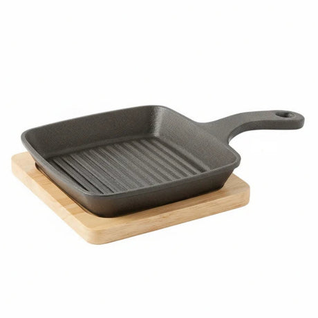 Danny Home Cast Iron Sizzling Fry Pan with Bamboo Base 15cm at Zubaidas Homestore Pakistan