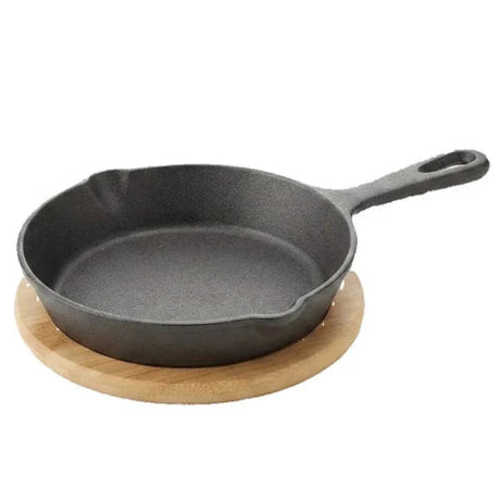 Danny Home Cast Iron Skillet Fry Pan with Bamboo Base 16.4cm at Zubaidas Homestore Pakistan