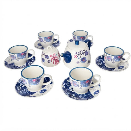 Danny Home Ceramic Blue Floral 16 Pieces Tea Set at Zubaidas Homestore Pakistan