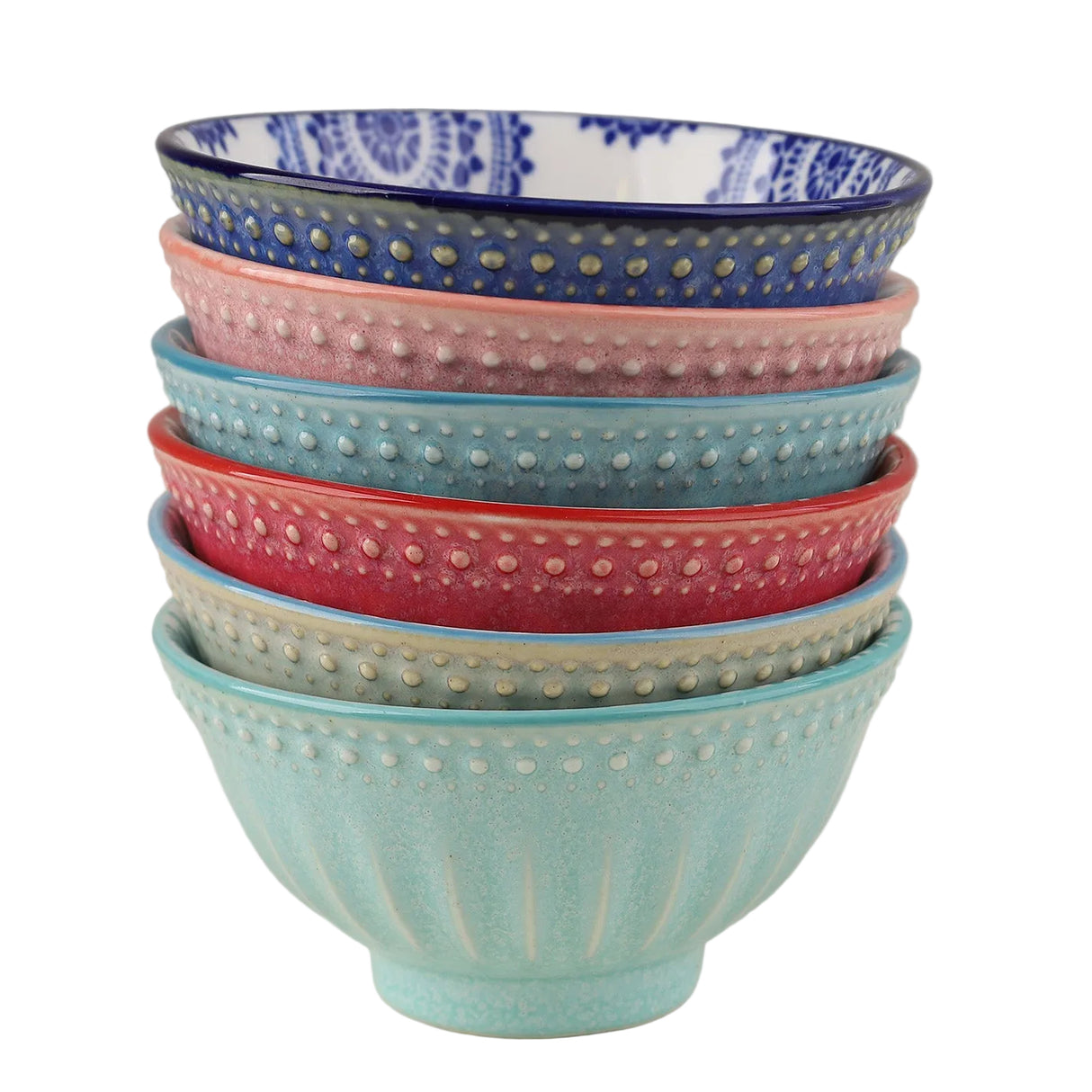 Danny Home Ceramic Bowl 6 Pieces Set Multi Color 9cm at Zubaidas Homestore 