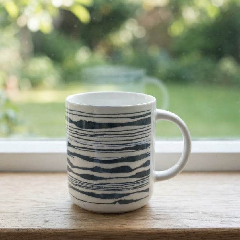 Danny Home Ceramic Coffee Mug with Blue Striped 450ml at Zubaidas Homestore