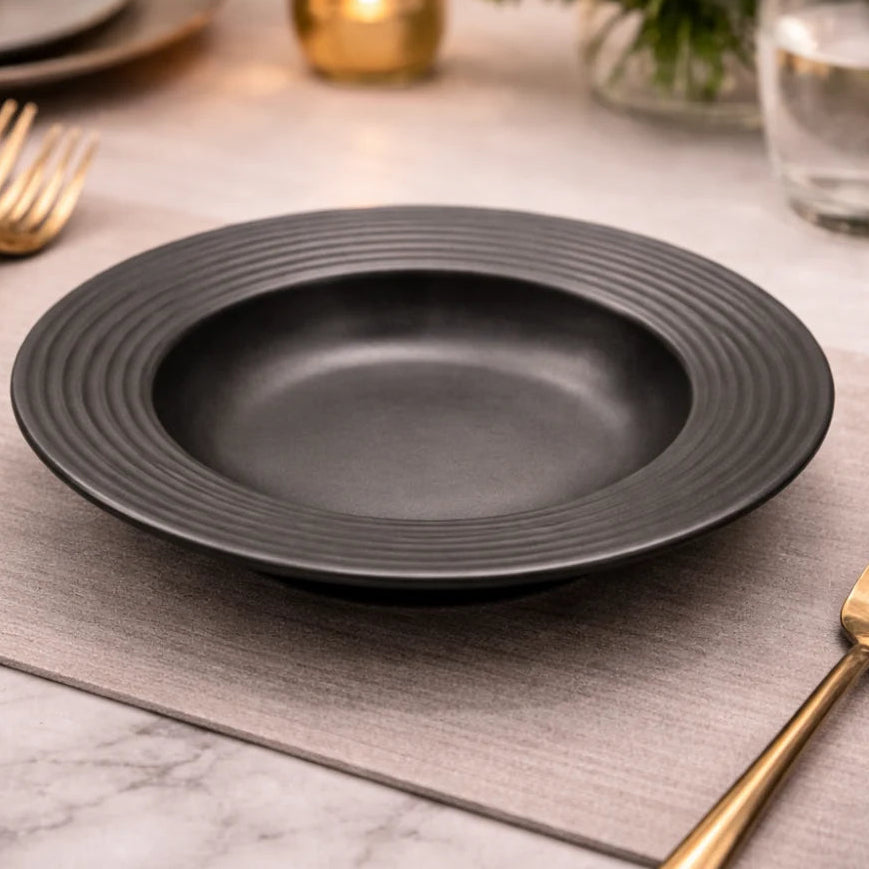 Danny Home Ceramic Deep Plate Black 21cm at Zubaidas Homestore