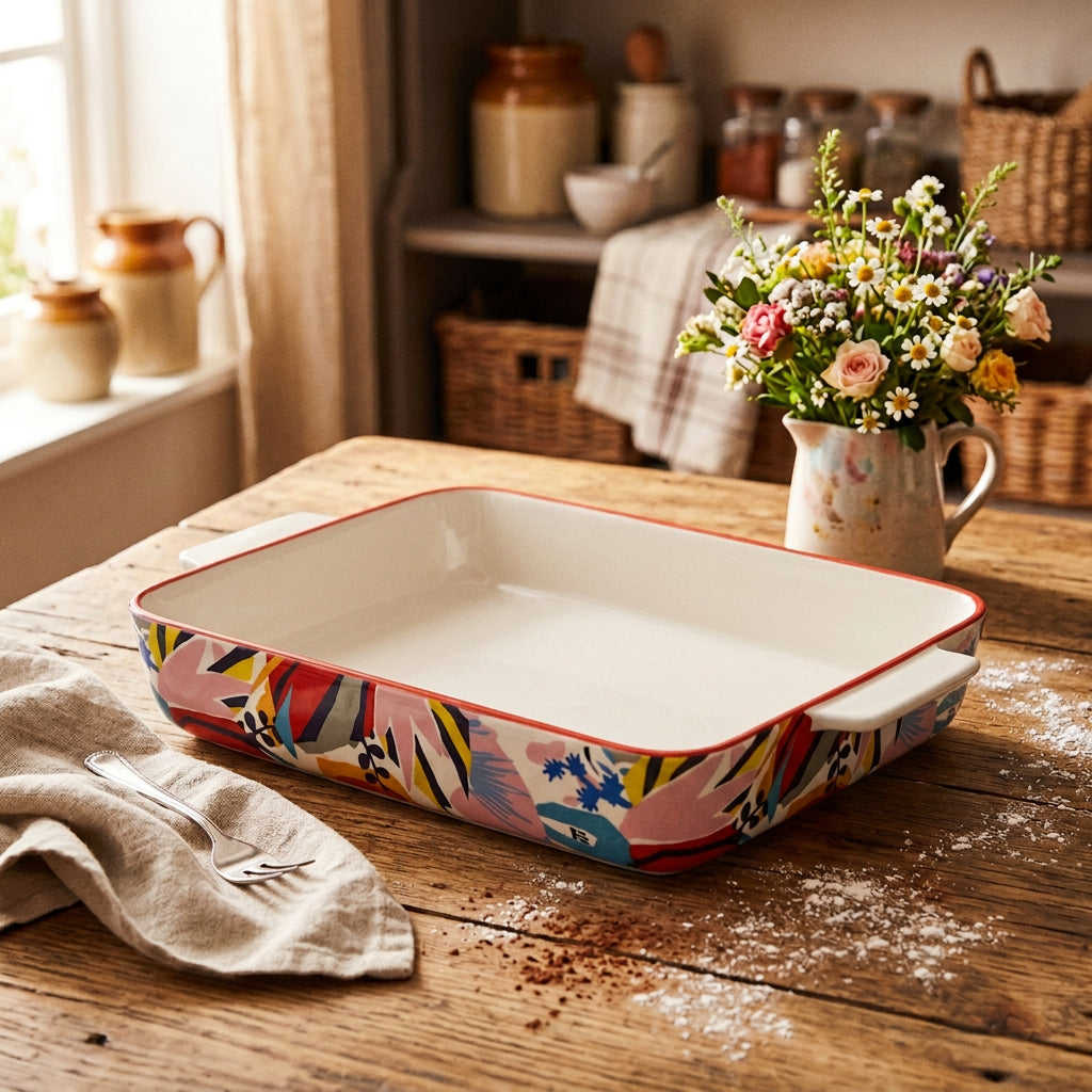 Danny Home Ceramic Rectangular Baking Dish Multicolor 25.5cm at Zubaidas Homestore 