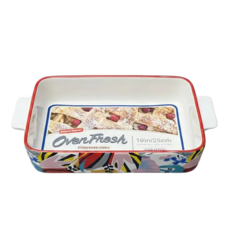 Danny Home Ceramic Rectangular Baking Dish Multicolor 25.5cm at Zubaidas Homestore Pakistan