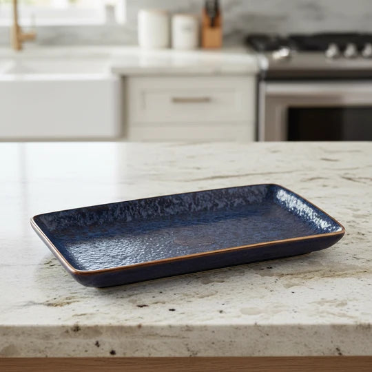 Danny Home Ceramic Rectangular Platter Blue 22.8cm at Zubaidas Homestore Pakistan