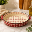 Danny Home Ceramic Red Pattern Oven Bakeware Dish 28cm at Zubaidas Homestore 