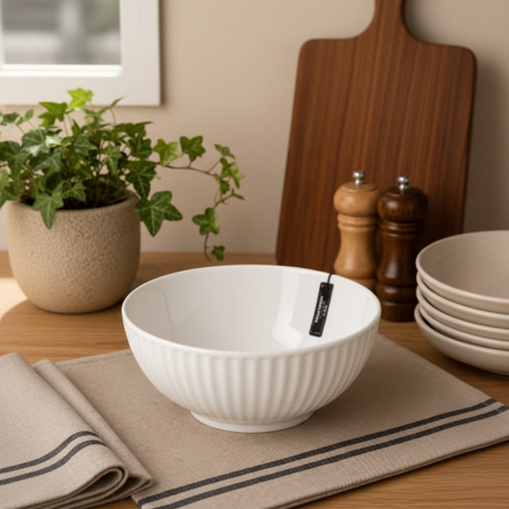 Danny Home Ceramic Round Salad Bowl 20.7cm White at Zubaidas Homestore