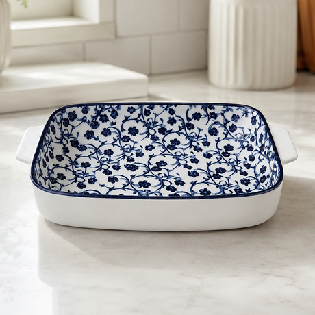 Danny Home Ceramic Serving Dish Flower Blue 22.8cm at Zubaidas Homestore 