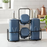 Danny Home Ceramic Spice and Oil Bottle Dispenser Set Blue at Zubaidas Homestore 