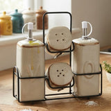 Danny Home Ceramic Spice and Oil Bottle Dispenser Set Cream at Zubaidas Homestore 
